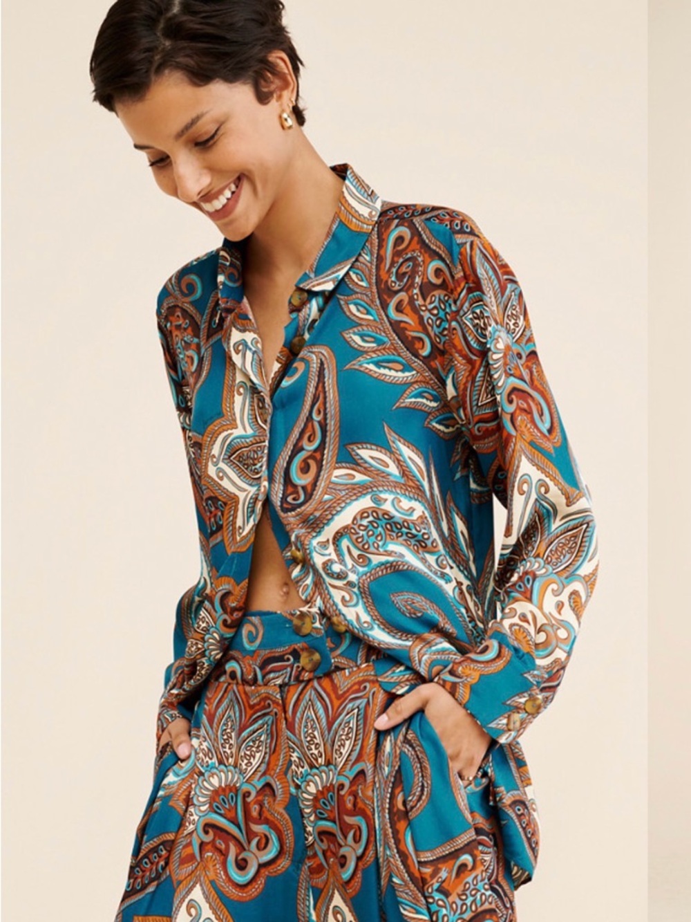 FARM Rio x Nuuly Leopard Paisley Pajama Shirt